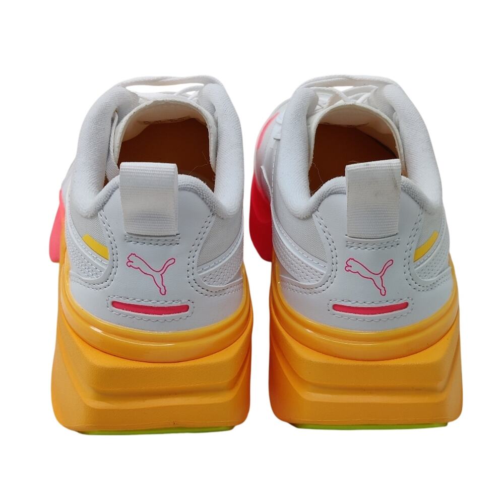 New white w/ pink orange Puma Platform Sneakers sz 10 - Picture 4 of 9